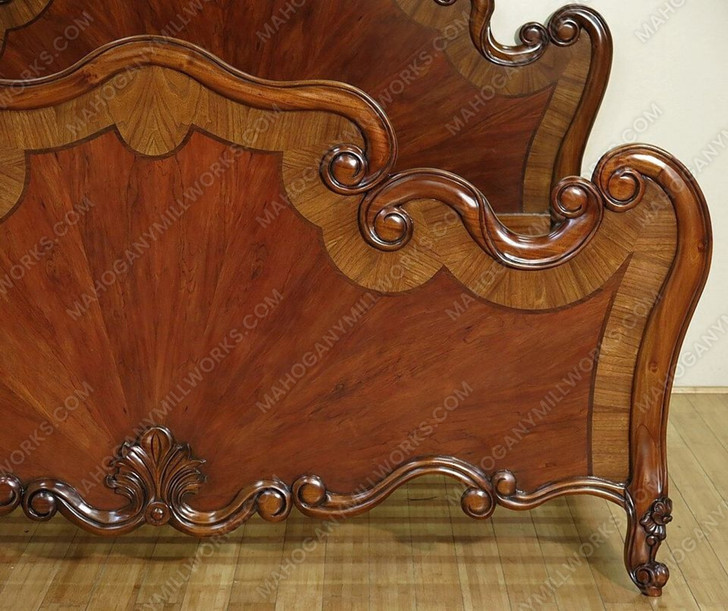 Exquisite rococo mahogany bed with Inlay