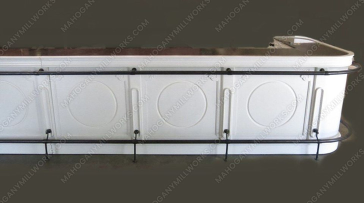 30ft White Commercial Marble Top Bar Front w/Hand & Foot Rails