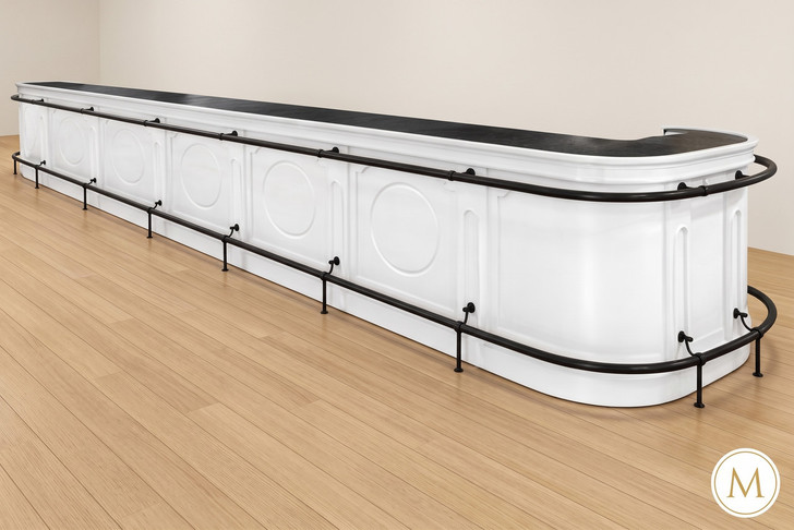 30ft Curved White Classic Pub Bar Front w/ Marble