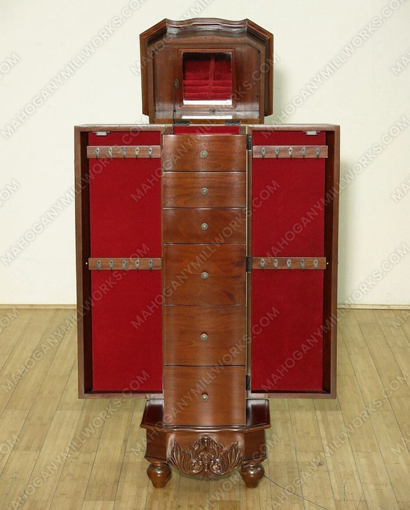 Solid Mahogany 5 Drawer Jewelry Storage Chest Armoire