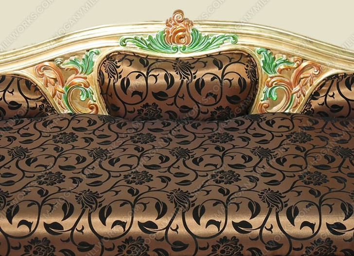 7ft Antiqued Gold Upholstered Bed Bench Chaise