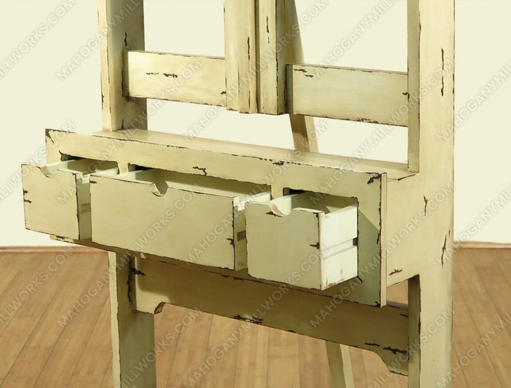 Antiqued Cream Distressed LCD TV Media Entertainment Easel Stand w/ Drawers