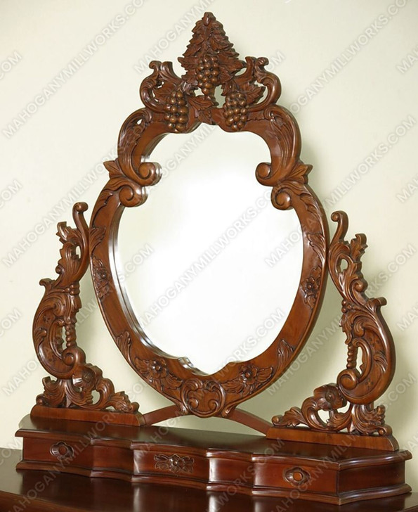Walnut French Rococo Make-up Vanity w/ Stool