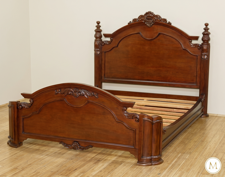 Solid Mahogany Shaped Panel Bed