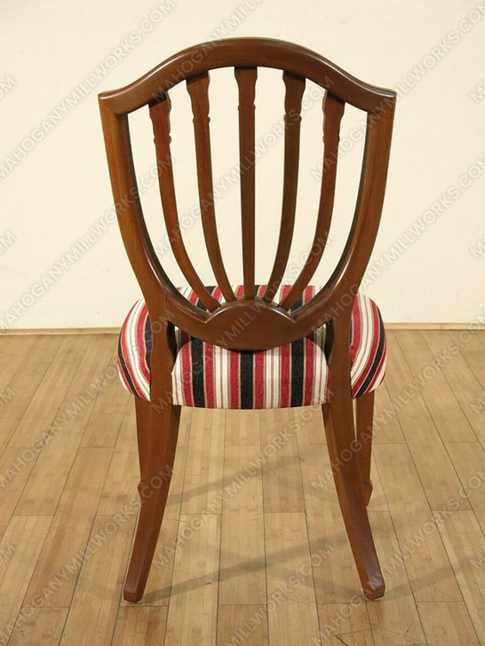 Pair of 2 Solid Mahogany Hepplewhite Shield Back Striped Side Chairs