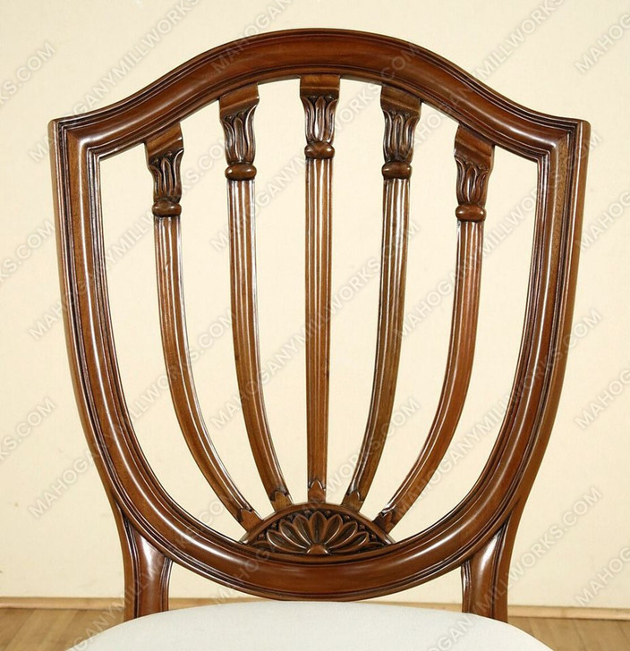 Mahogany Hepplewhite Shield Back Cream Side Chairs Pair (2)