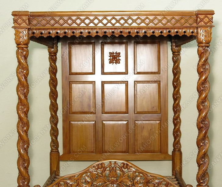 Golden Four-Post Barley Twist Canopy Bed