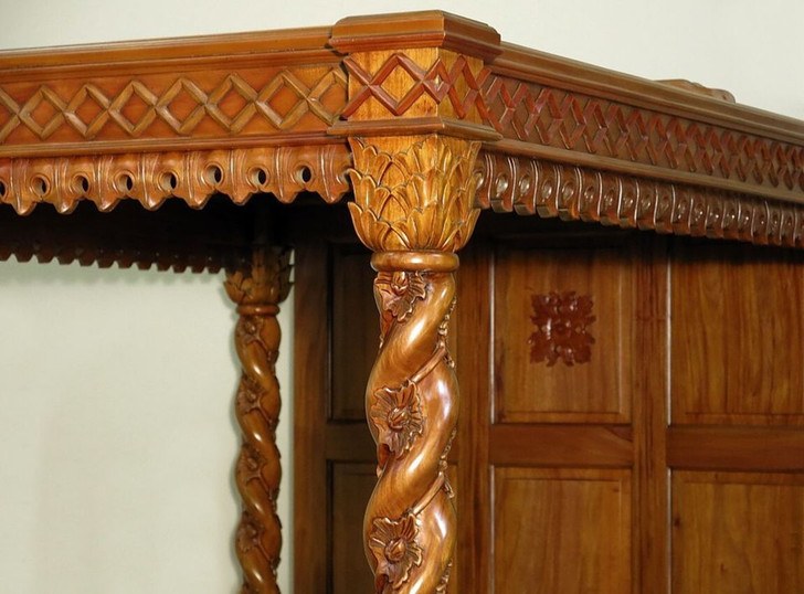 Golden Four-Post Barley Twist Canopy Bed