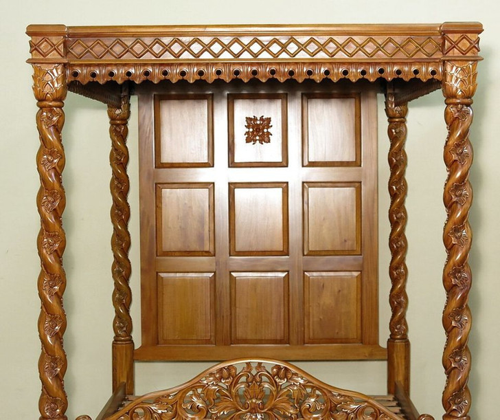 Golden Four-Post Barley Twist Canopy Bed