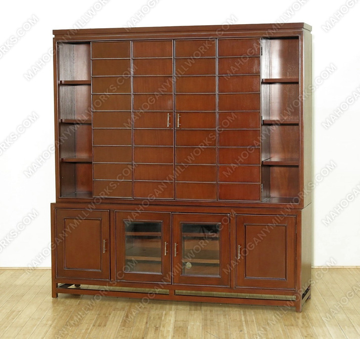 6.5ft Mahogany TV Media Entertainment Cabinet w/ Folding Doors