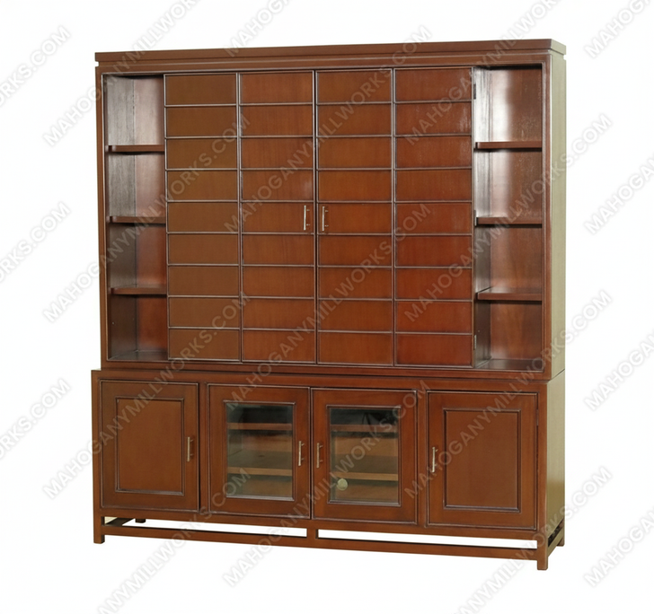 6.5ft Mahogany TV Media Entertainment Cabinet w/ Folding Doors