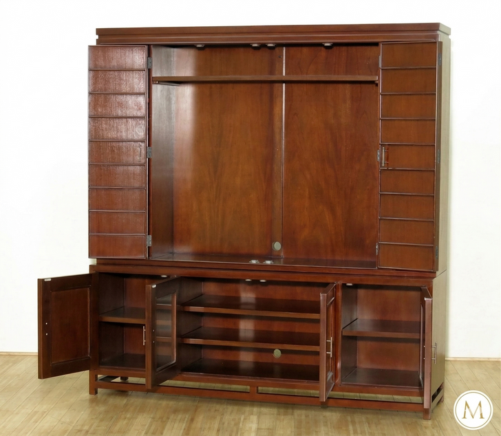 6.5ft Mahogany TV Media Entertainment Cabinet w/ Folding Doors