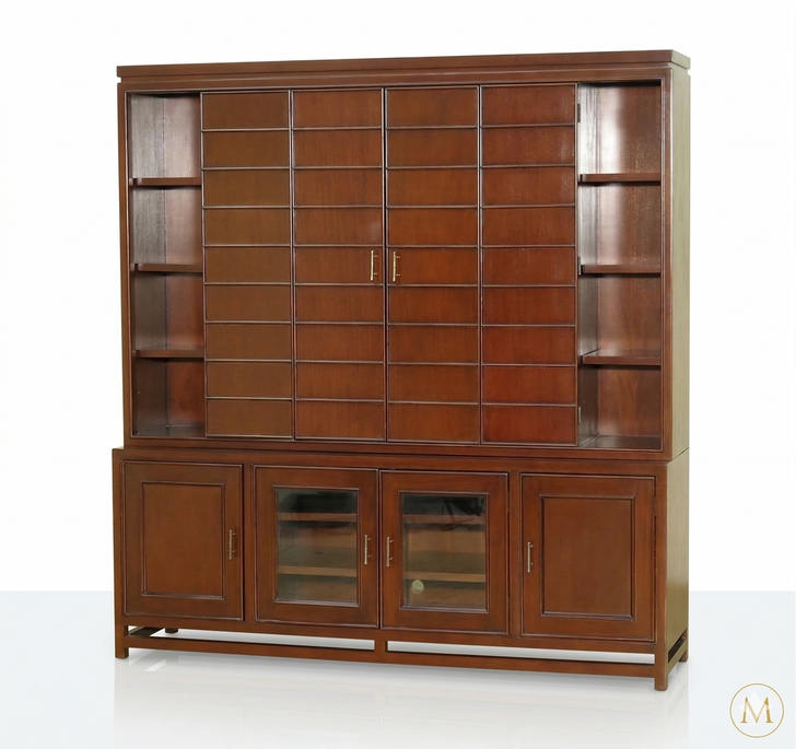 6.5ft Mahogany TV Media Entertainment Cabinet w/ Folding Doors