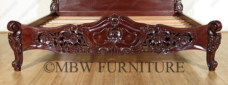 3pc Tea Brown Mahogany Rococo Bedroom Set