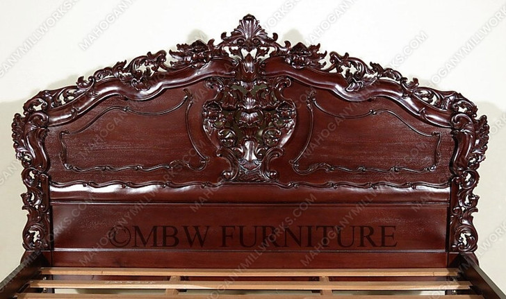 3pc Tea Brown Mahogany Rococo Bedroom Set