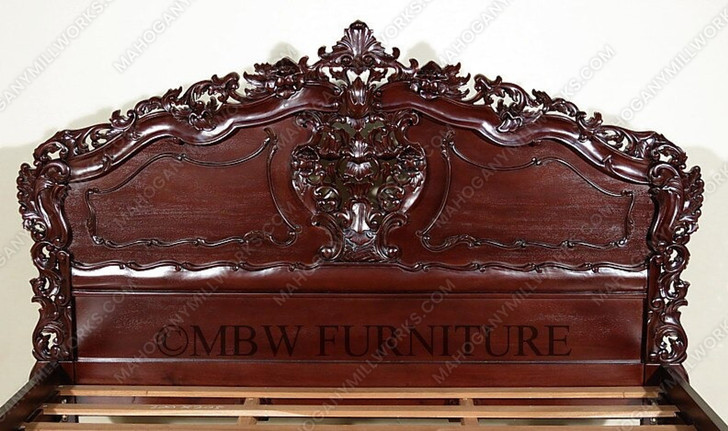 3pc Tea Brown Mahogany Rococo Bedroom Set