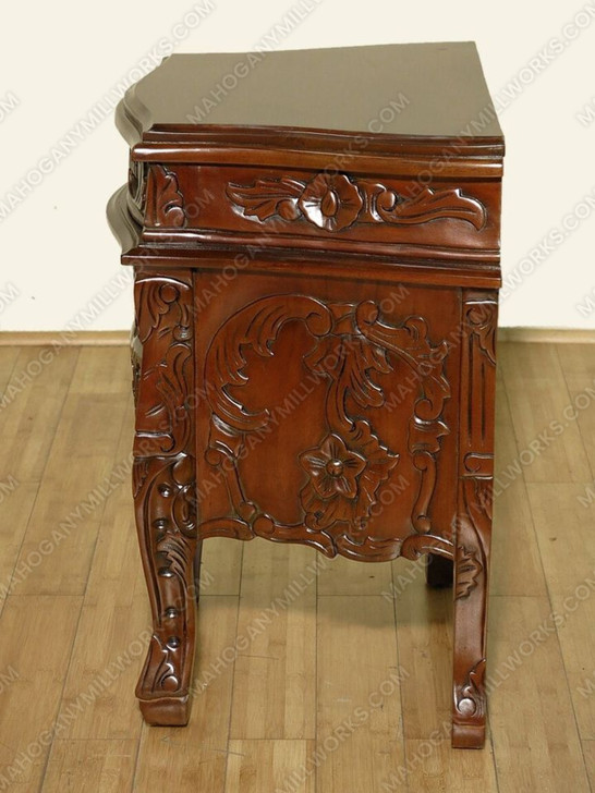 Solid Mahogany Rococo Nightstands / Bedside Tables / Chests (Pair of 2)