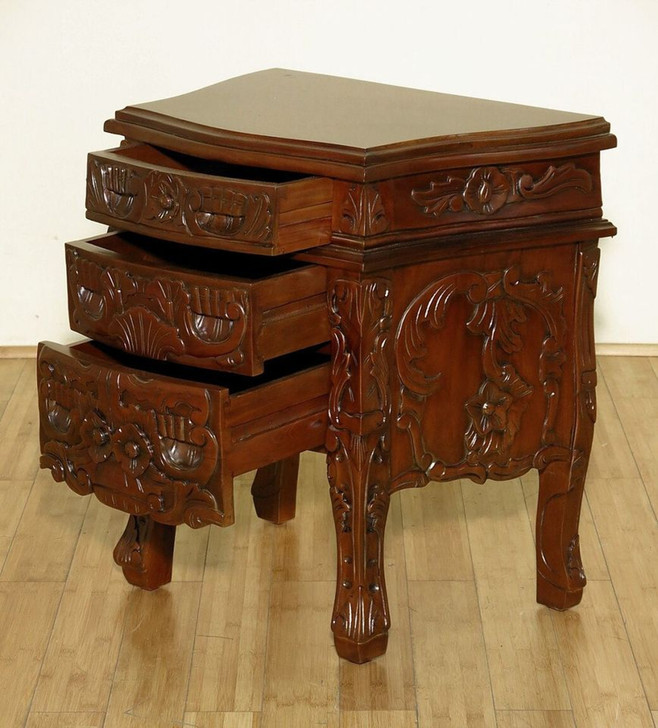 Solid Mahogany Rococo Nightstands / Bedside Tables / Chests (Pair of 2)