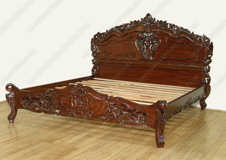 3pc Walnut Rococo Bedroom Set