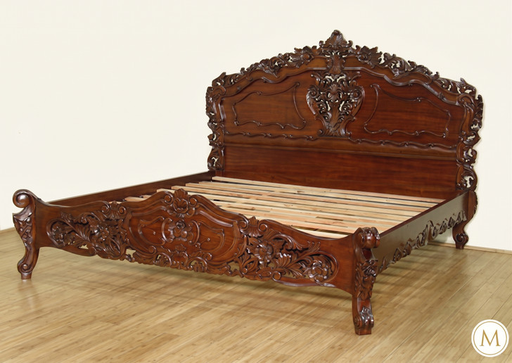 3pc Mahogany Carved Rococo Bedroom Set