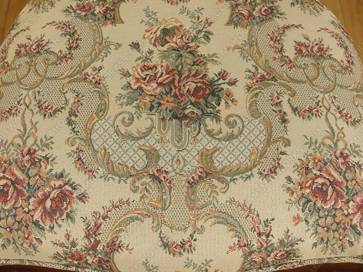 Pair of 2 Dark Mahogany Occasional Side Chairs w/ Floral Upholstery