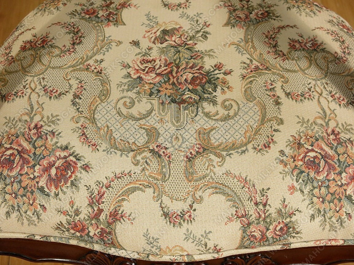 Pair of 2 Dark Mahogany Occasional Arm Chairs w/ Floral Upholstery