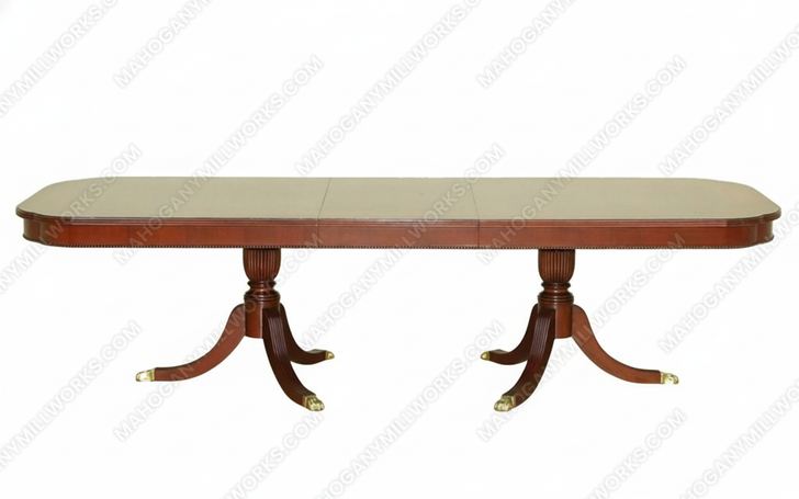 10ft Cherry Double Pedestal Inlay Rectangular Dining or Conference Table w/ Leaf