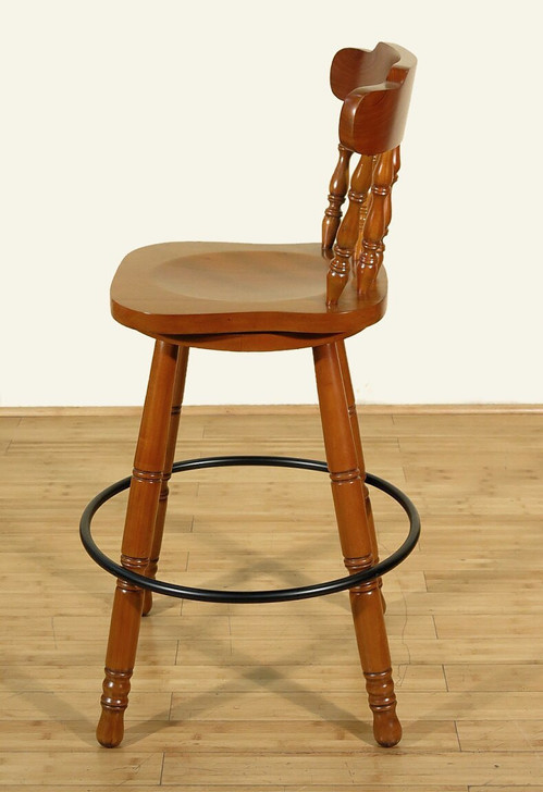 Vintage  Pair of 2 Oak Spindle Back Swivel Bar Stools 29H