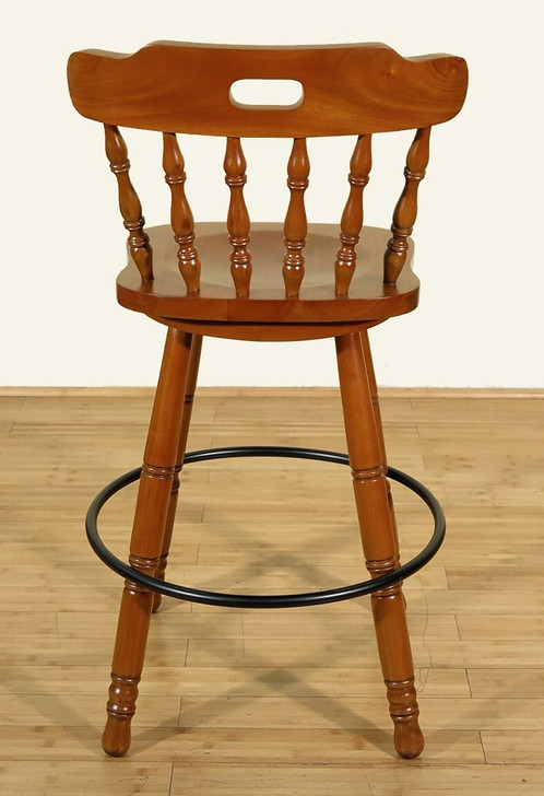 Vintage  Pair of 2 Oak Spindle Back Swivel Bar Stools 29H