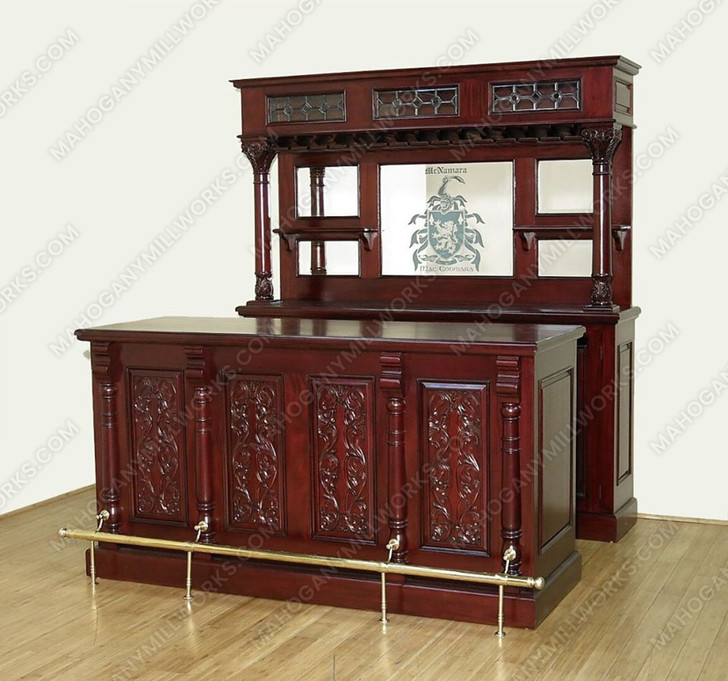 7ft Cherry Victorian Mirrored Back Home Pub Bar