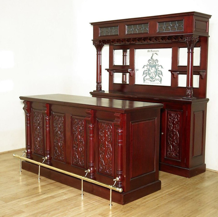 7ft Cherry Finish Victorian Carved Home Pub Bar