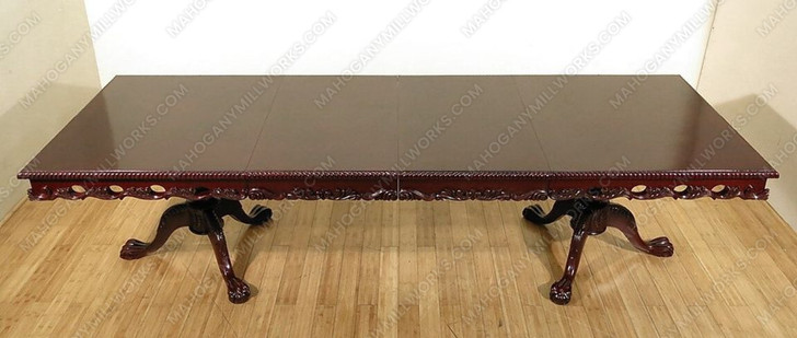 10ft Mahogany Double Pedestal Dining or Conference Table w/ Leaf Extensions