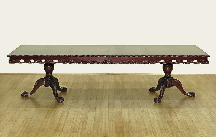 10ft Mahogany Double Pedestal Dining or Conference Table w/ Leaf Extensions