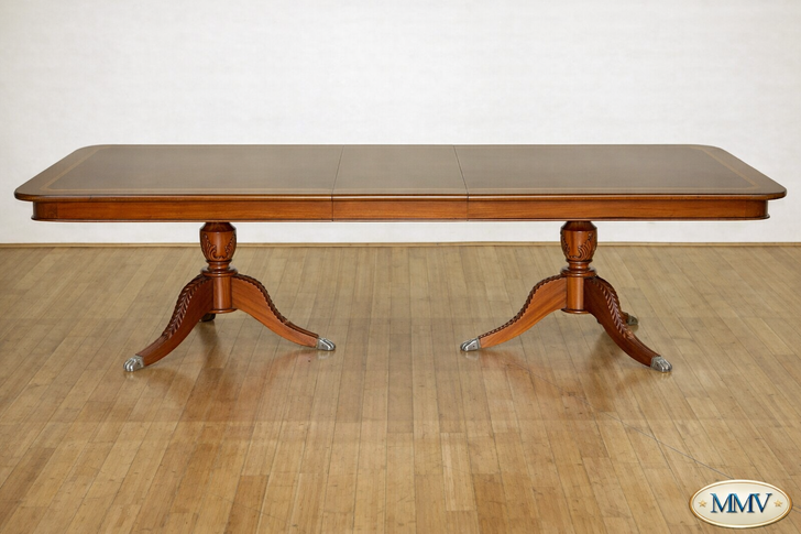 10ft Mahogany Inlaid Dining Table w/ Extension