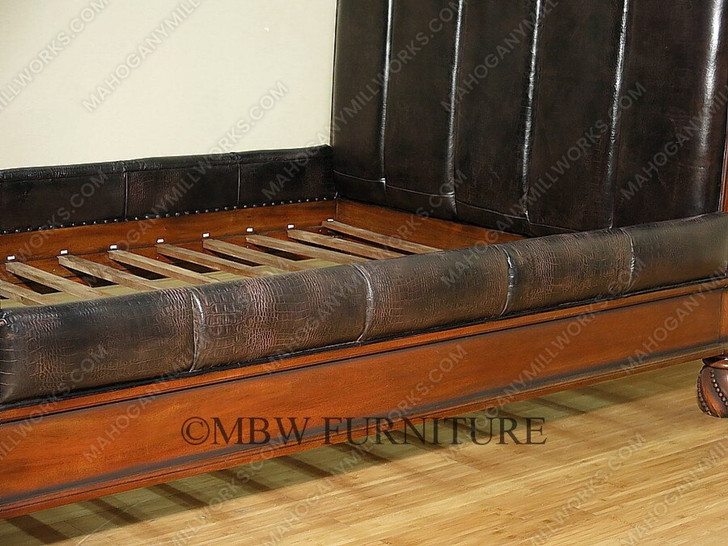 Faux Croc Leather Design Sleigh Bed