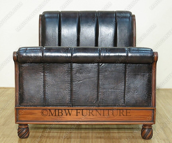 Faux Croc Leather Design Sleigh Bed