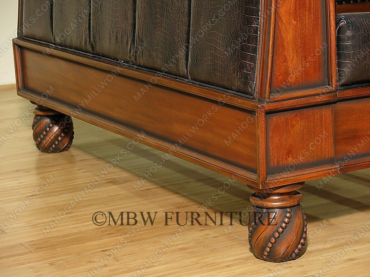 Faux Croc Leather Design Sleigh Bed
