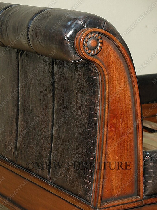 Faux Croc Leather Design Sleigh Bed