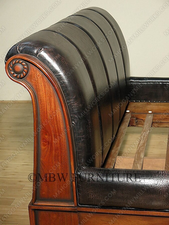 Faux Croc Leather Design Sleigh Bed
