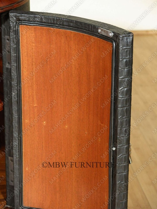 Round Faux Croc Leather Design Nightstand Bedside Table