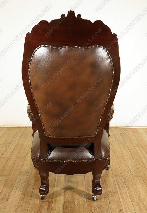 Dark Mahogany Mason Leather Gothic Office Desk Lion Arm Chair