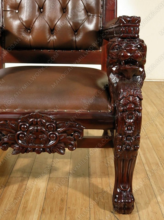 Dark Mahogany Church Bishop Mason Chair w/Leather