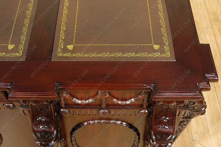 Victorian Gothic Lion Desk w/ Leather Top