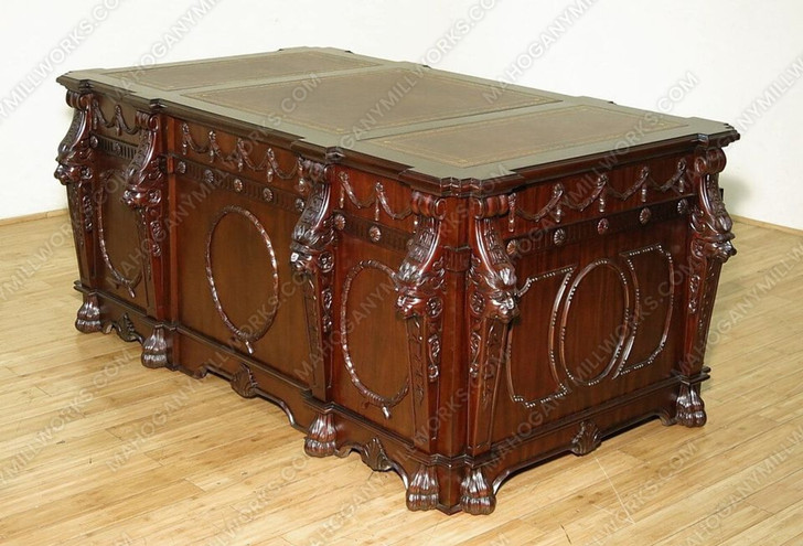 Victorian Gothic Lion Desk w/ Leather Top