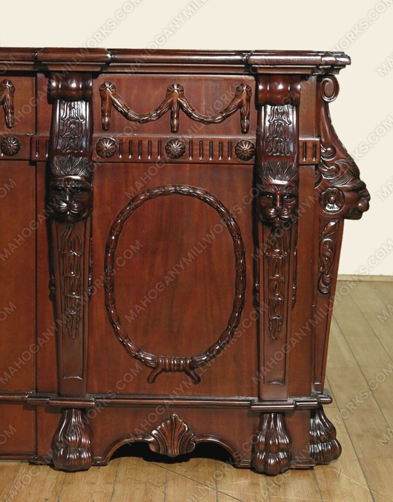Victorian Gothic Lion Desk w/ Leather Top