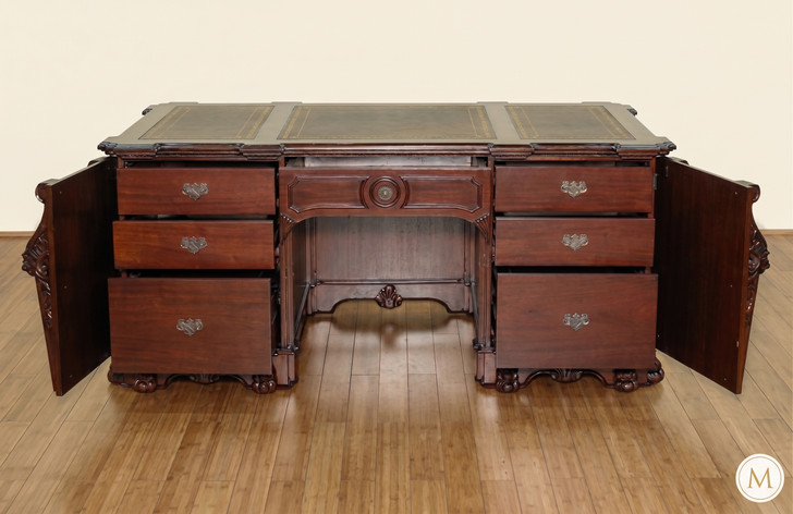 Victorian Gothic Lion Desk w/ Leather Top