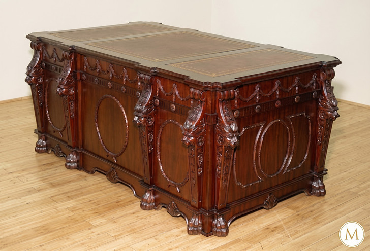 Victorian Gothic Lion Desk w/ Leather Top