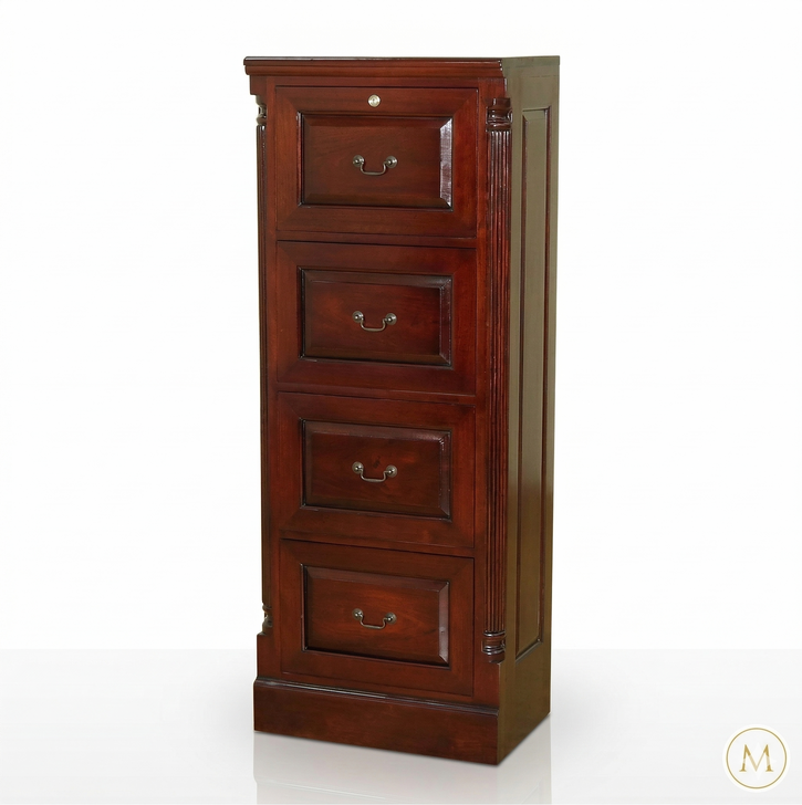 Classic Dark Mahogany 4 Drawer Vertical File/Filing Cabinet