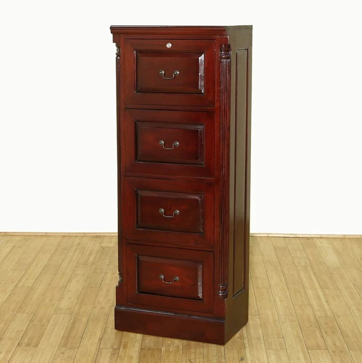 Classic Dark Mahogany 4 Drawer Vertical File/Filing Cabinet