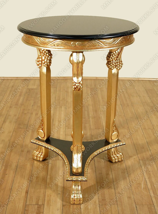 Gold Leaf & Black Round Occasional Table